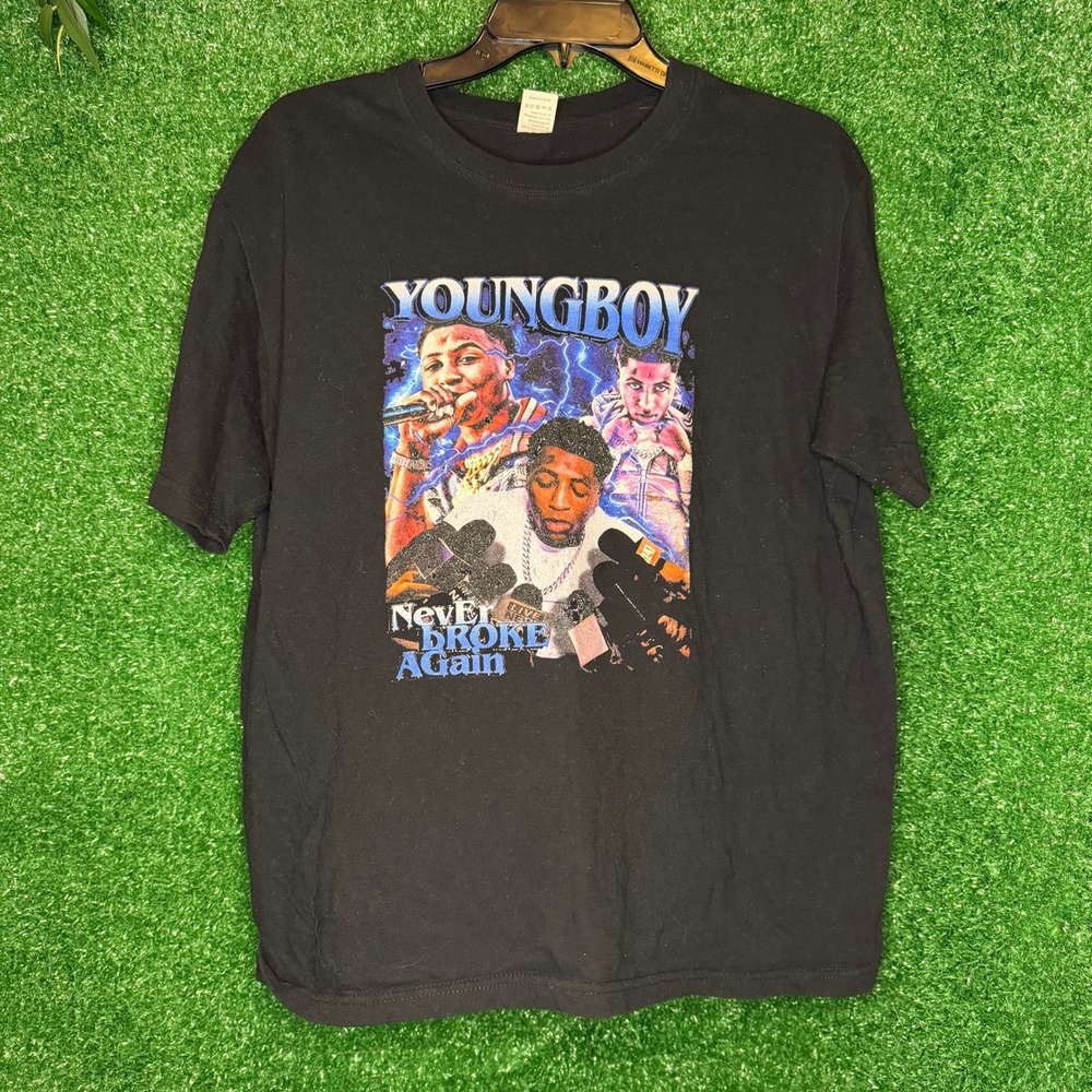NBA YoungBoy Never Broke Again Black Graphic Rap T-Shirt Size Medium
